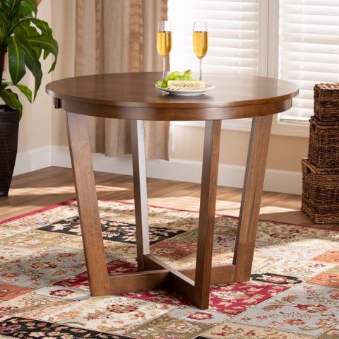 Baxton Studio Alayna Modern And Contemporary Walnut Brown Finished 35 ... pertaining to Elevate Your Space with a 35-Inch Walnut Round Table